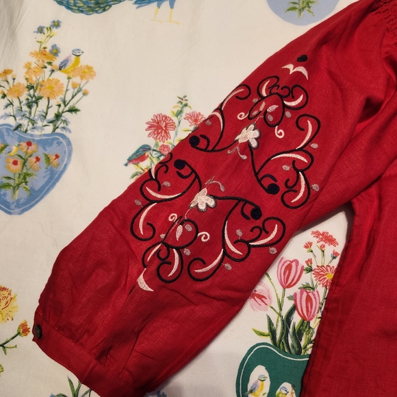 NWOT Monsoon red embroidered boho blouse - Picture 4 of 5